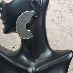 Mika Curve Silver Statement Earrings